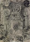 James Ensor Mirror with Skeleton or The Devil-s Mirror oil painting